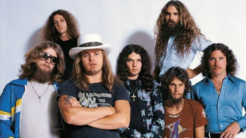 Lynyrd Skynyrd em foto promocional de 1977