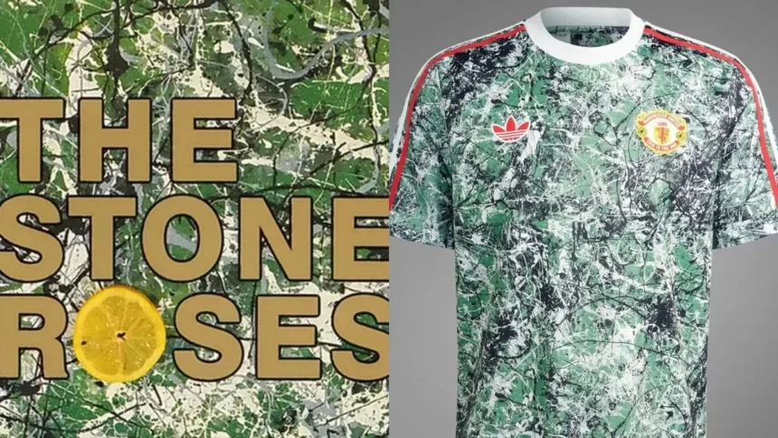 Foto camiseta da adidas do Mancheste United em homenagem ao primeiro álbum do Stone Roses