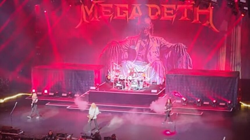 Foto: Megadeth. Crédito: Capturado do show em Inglewood, Califórnia.