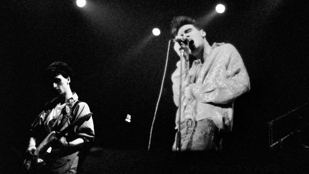 Foto: The Smiths, Johnny Marr e Morrissey. Crédito: Steve Rapport.