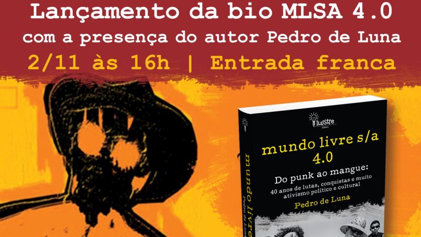 Card de lançamento da biografia mundo livre s/a no Sol y Sombra.