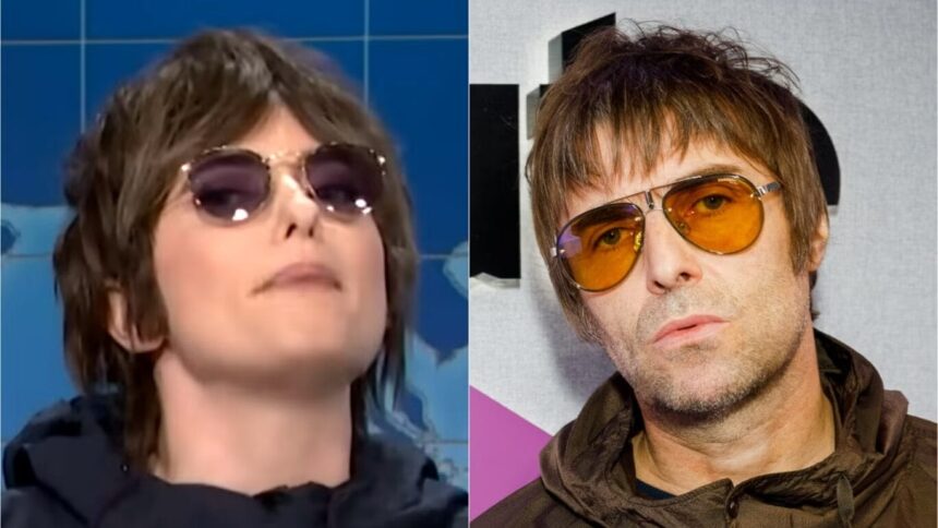 Foto: Sarah Sherman e Liam Gallagher. Crédito: NBC e Getty.
