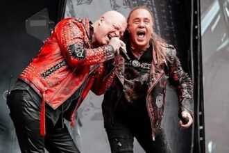 Andy Deris e Michael Kiske do Helloween. Andy Deris_Michael Kiske. Foto: Gustavo Diakov.