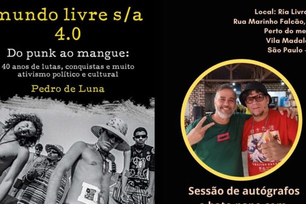 Cartaz Sessão de autógrafos Do Punk ao Mangue, Biografia Mundo Livre S/A.