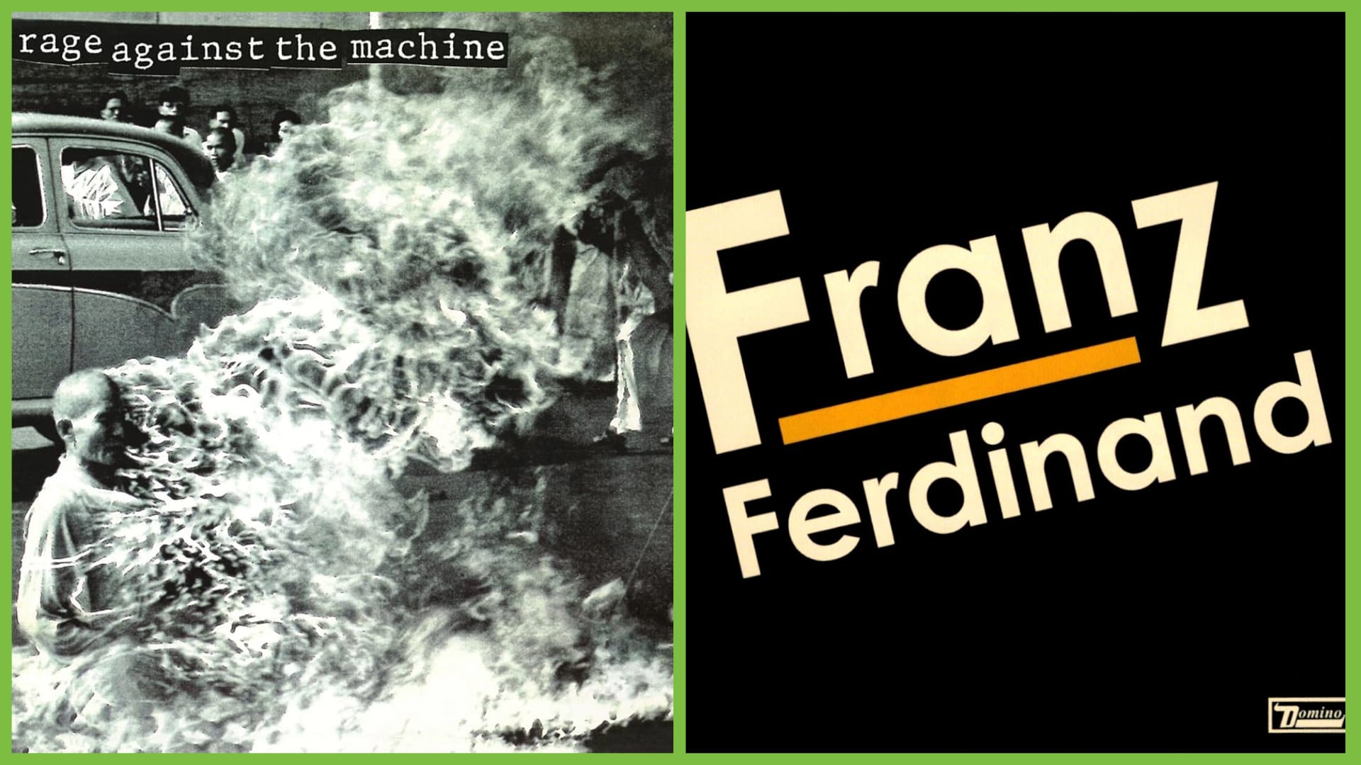 Capas dos álbuns autointitulados de Rage Against The Machine e Franz Ferdinand e