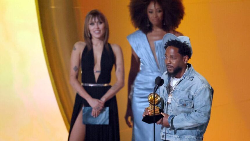Kendrick Lamar Grammy 2025. Crédito: Amy Sussman//Getty Images