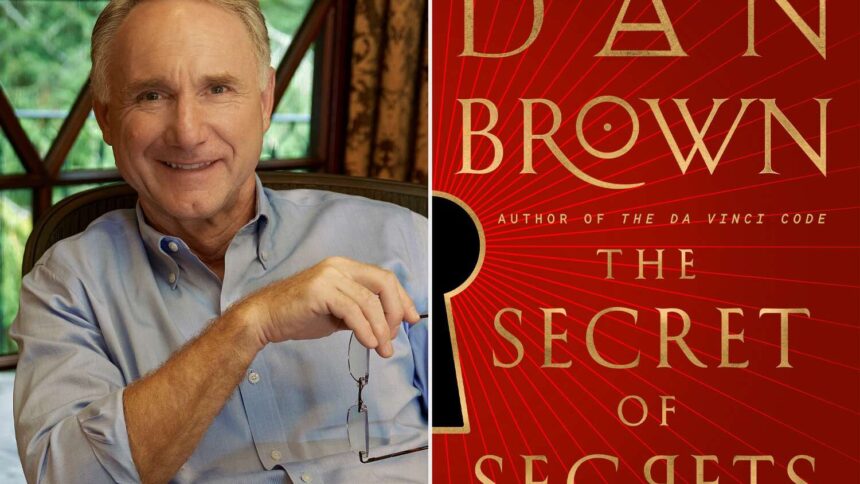 Foto: Dan Brown e seu novo livro 'The Secret of Secrets'. Crédito: Ben Flythe / Doubleday
