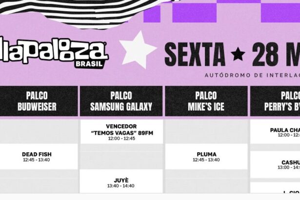 Cartaz agenda de show Lollapalooza.