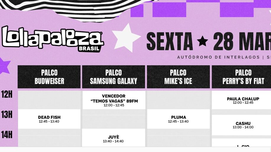 Lollapalooza Brasil 2025: festival anuncia atrações por palcos e grade completa de horários