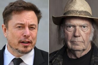 Foto: Elon Musk e Neil Young. Créditos: Mandel Ngan/AFP/Getty Images. Rebecca Cabage/Invision/AP.