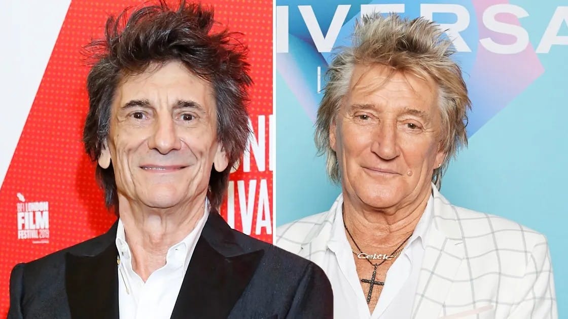 Ron Wood e Rod Stewart. Crédito: Getty Images.