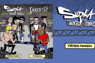 Capa Supla & os Punks de Boutique e Os Inocentes. Arte: Leandro Franco.