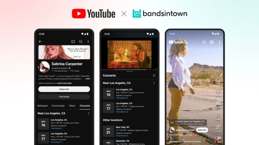 Youtube e Bandsintown.