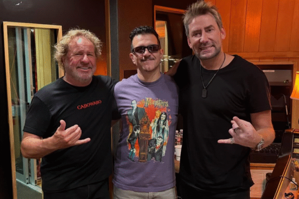 Charlie Benante, Sammy Hagar e Chad Kroeger. Foto: Charlie Benante / Reprodução.