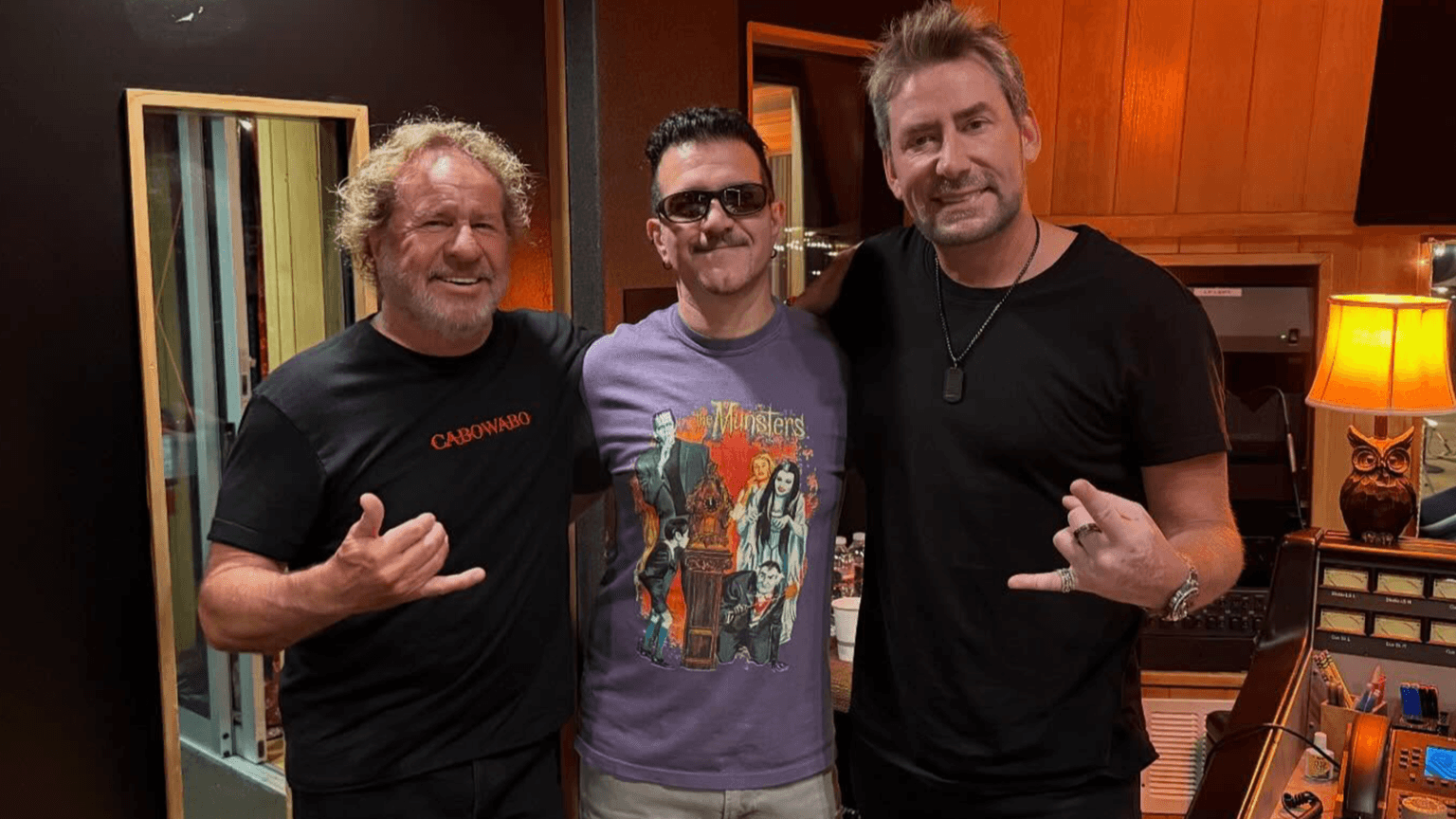 Charlie Benante, Sammy Hagar e Chad Kroeger. Foto: Charlie Benante / Reprodução.