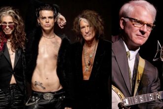 Aerosmith e Steve Martin. Crédito: Crédito: Ross Halfin e Gary Miller/FilmMagic.