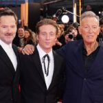 Scott Cooper, Jeremy Allen White e Bruce Springsteen. Crédito: Ian West/PA Images via Getty Images.