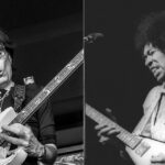 Steve Vai e Jimi Hendrix. Crédito: Jason Kempin, Getty Images e Christian Rose, Getty Images
