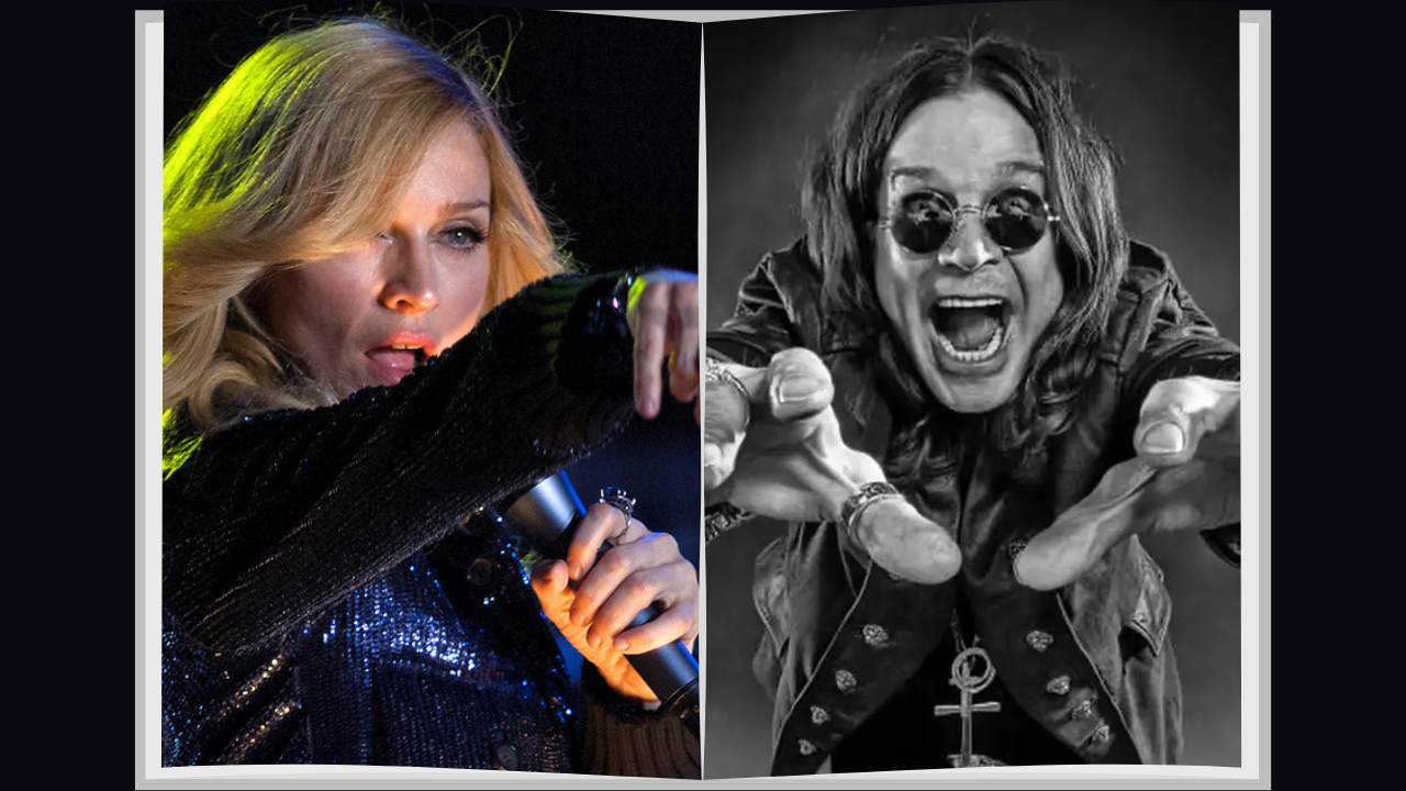 Madonna / Ozzy Osbourne. Fotos: Reprodução.