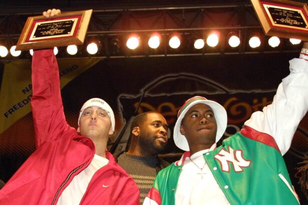 Eminem e Nas. Crédito: Bill Pugliano/Getty Images.