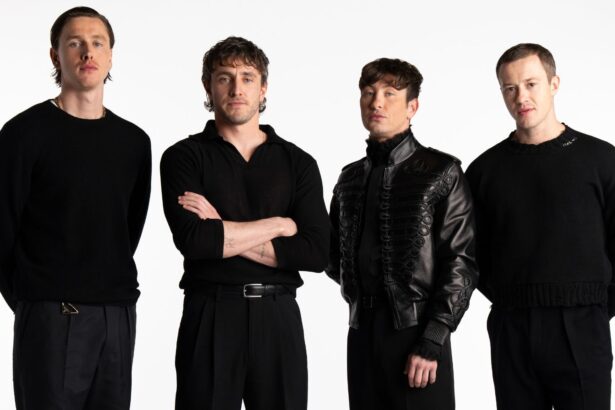 O cast do The Beatles: Harris Dickinson, Paul Mescal, Barry Keoghan e Joseph Quinn. Crédito: Sony.