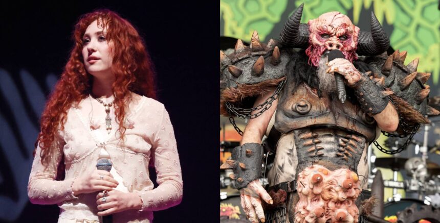 Chappell Roan e Blöthar the Berserker do GWAR. Crédito: Taylor Hill/Barry Brecheisen/Getty.