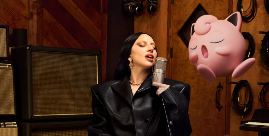 Lady Gaga com Jigglypuff. Crédito: The Pokémon Company.