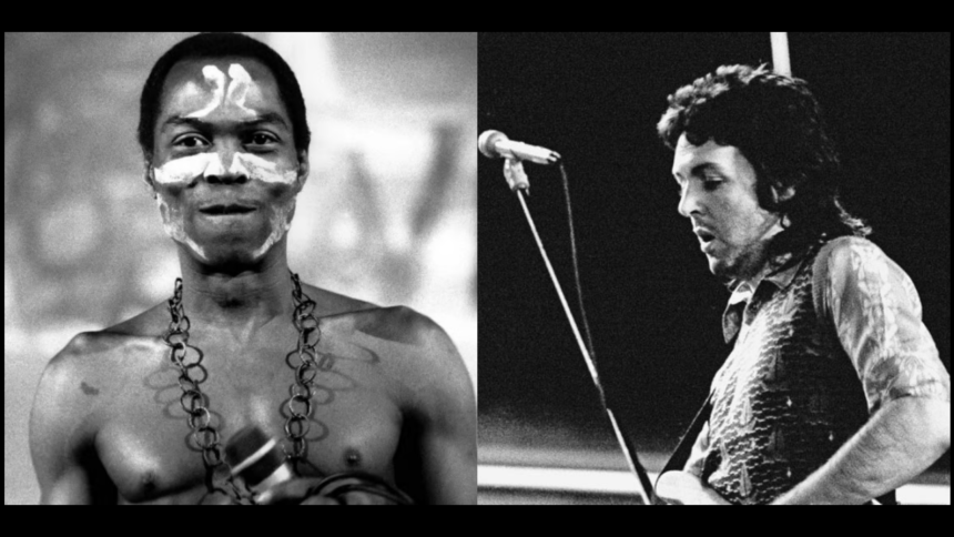 Fela Kuti. Crédito: Reprodução/Getty Images e Paul McCartney. Crédito: Getty/Jack Kay/Daily Express/Hulton Archive