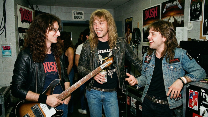 Geddy Lee e Metallica. Crédito: Imagem desenvolvida com IA.