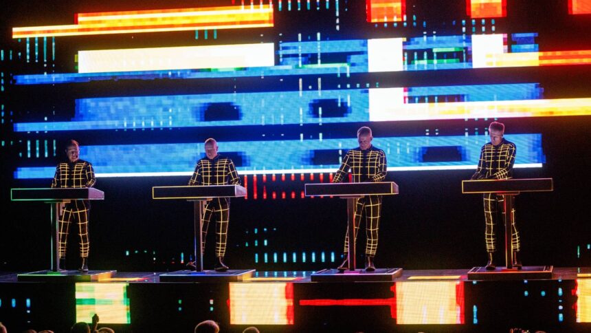 Kraftwerk. Ralf Hutter, Henning Schmitz, Falk Grieffenhagen and Georg Bongartz from  at Sentrum Scene on November 23, 2025 in Oslo, Norway. (by Per Ole Hagen/Getty Images)