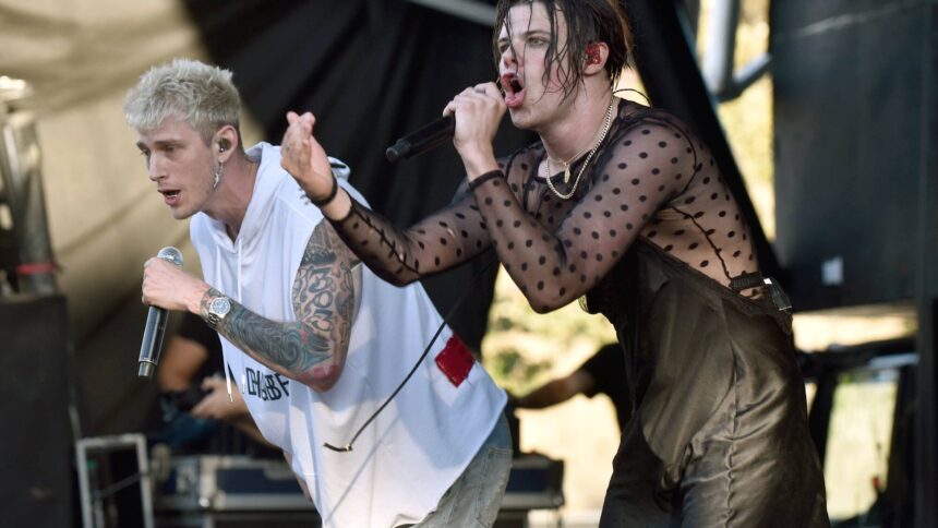 Machine Gun Kelly. and Yungblud on July 21, 2019 in Mountain View, California. (by Tim Mosenfelder/Getty Images)
