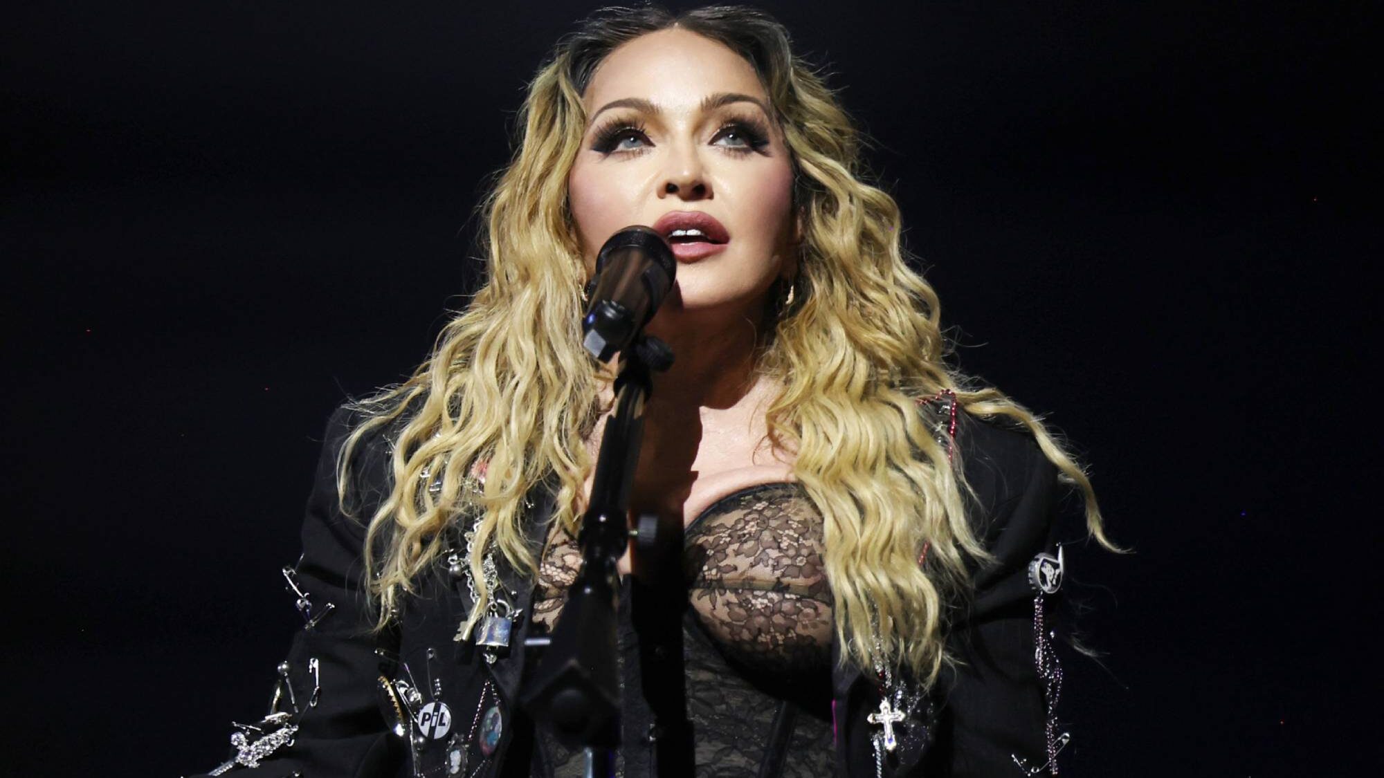 Madonna. at Copacabana beach on May 04, 2024 in Rio de Janeiro, Brazil. (by Kevin Mazur/Wirefor Live Nation)