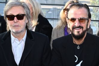 Paul McCartney. and Ringo Starr on March 04, 2024 in Paris, France. (by Stephane Cardinale - Corbis/Corbis via Getty Images)