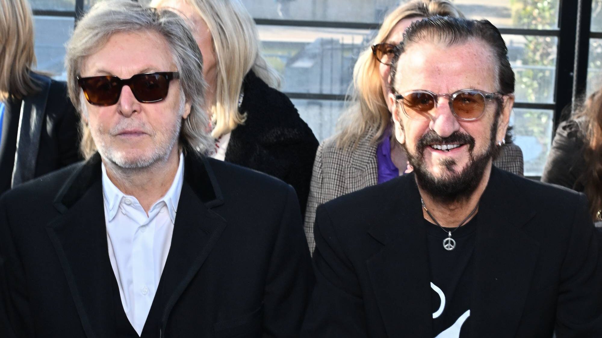 Paul McCartney. and Ringo Starr on March 04, 2024 in Paris, France. (by Stephane Cardinale - Corbis/Corbis via Getty Images)