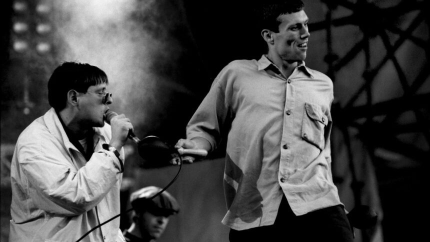 Happy Mondays. Bez and Shaun Ryder of The . Mike Bickerdale