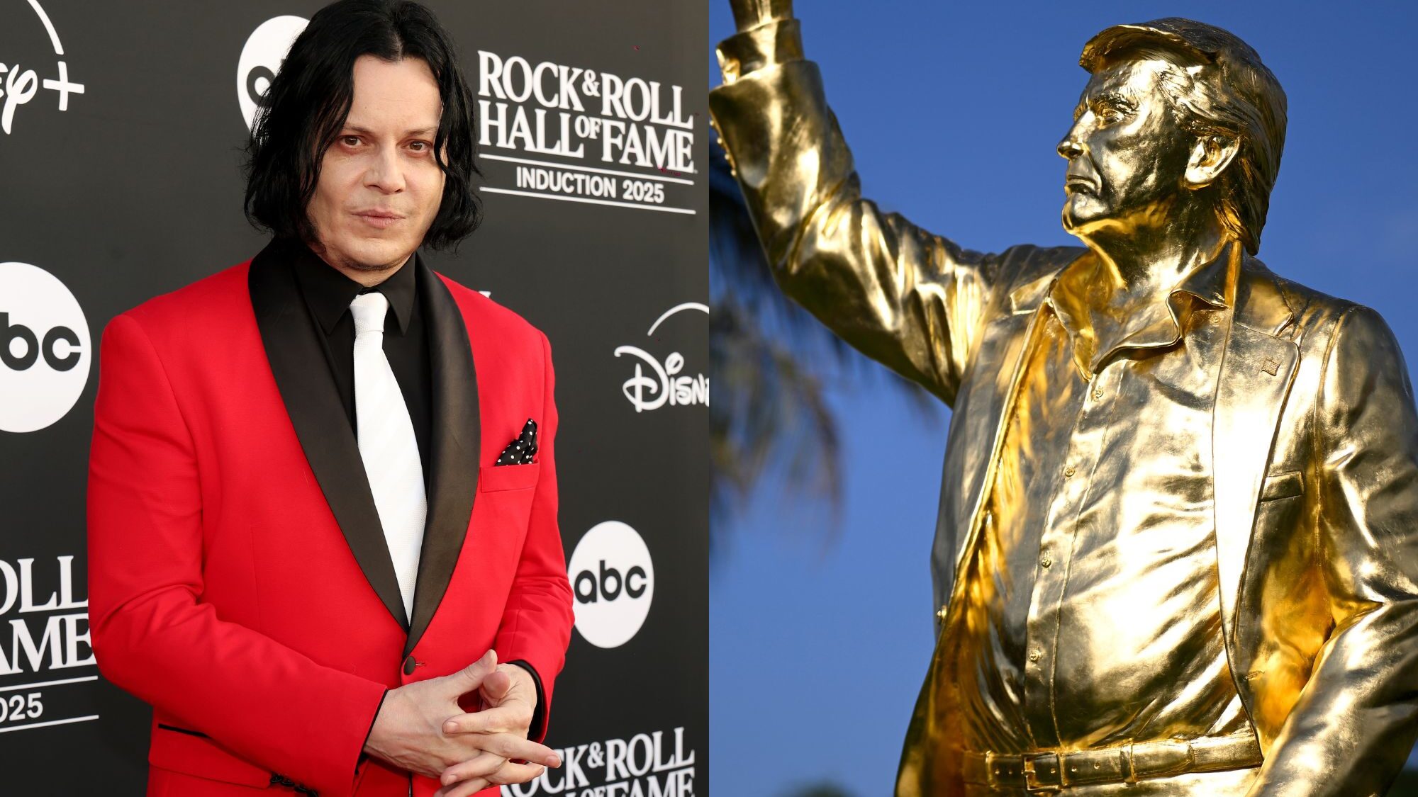 Jack White. and the new statue of President Donald Trump in Florida. Kevin Mazur and Orlando Ramirez/Getty Images