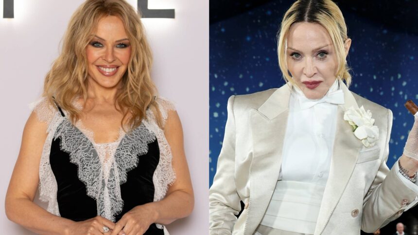 Kylie Minogue. and Madonna. John Phillips/Kevin Mazur/Getty Images