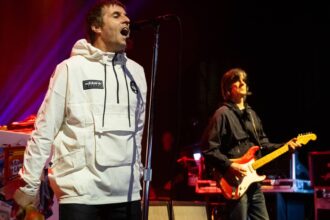 Liam Gallagher. and John Squire at the O2 Forum Kentish Town on March 25, 2024 in London, England. (by Samir Hussein/WireImage)