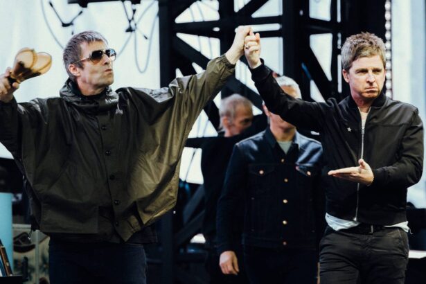 Oasis. Liam and Noel Gallagher at ' Wembley Stadium show in 2025. Big Brother Recordings