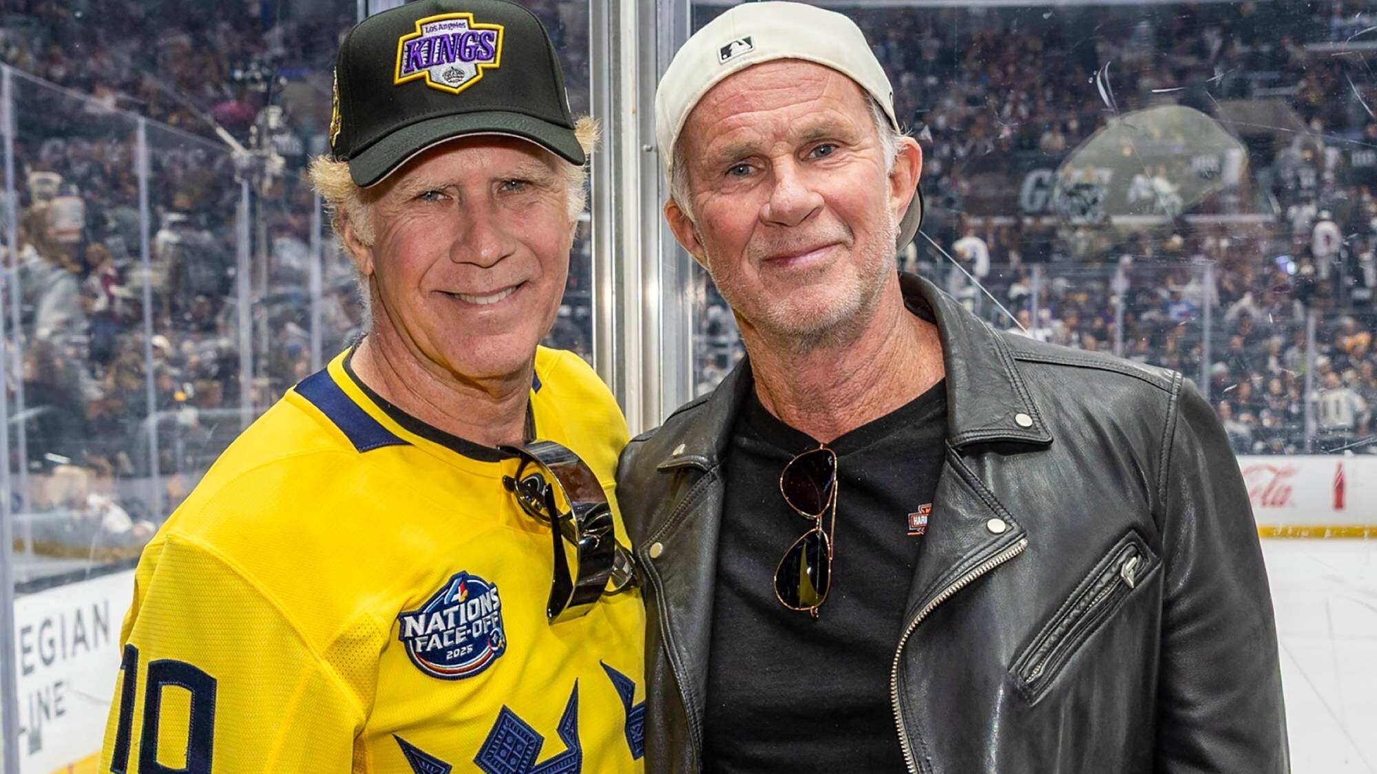 Red Hot Chili Peppers. Will Ferrell and Chad Smith at Crypto.com Arena on April 23, 2026 in Los Angeles, California.  (by Ryan Hadji/NHLI via Getty Images)