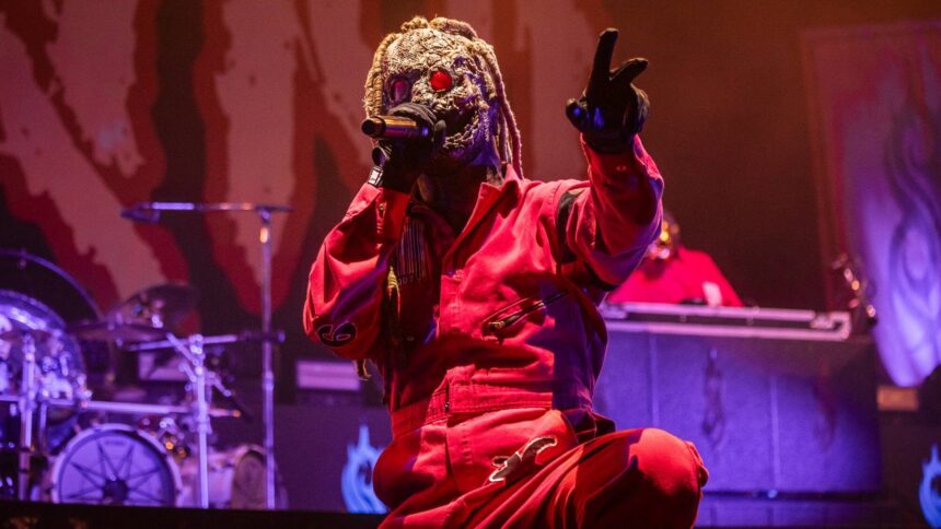 Slipknot. Corey Taylor of  at First Direct Arena on December 14, 2024 in Leeds, England.  (by Andrew Benge/Redferns)