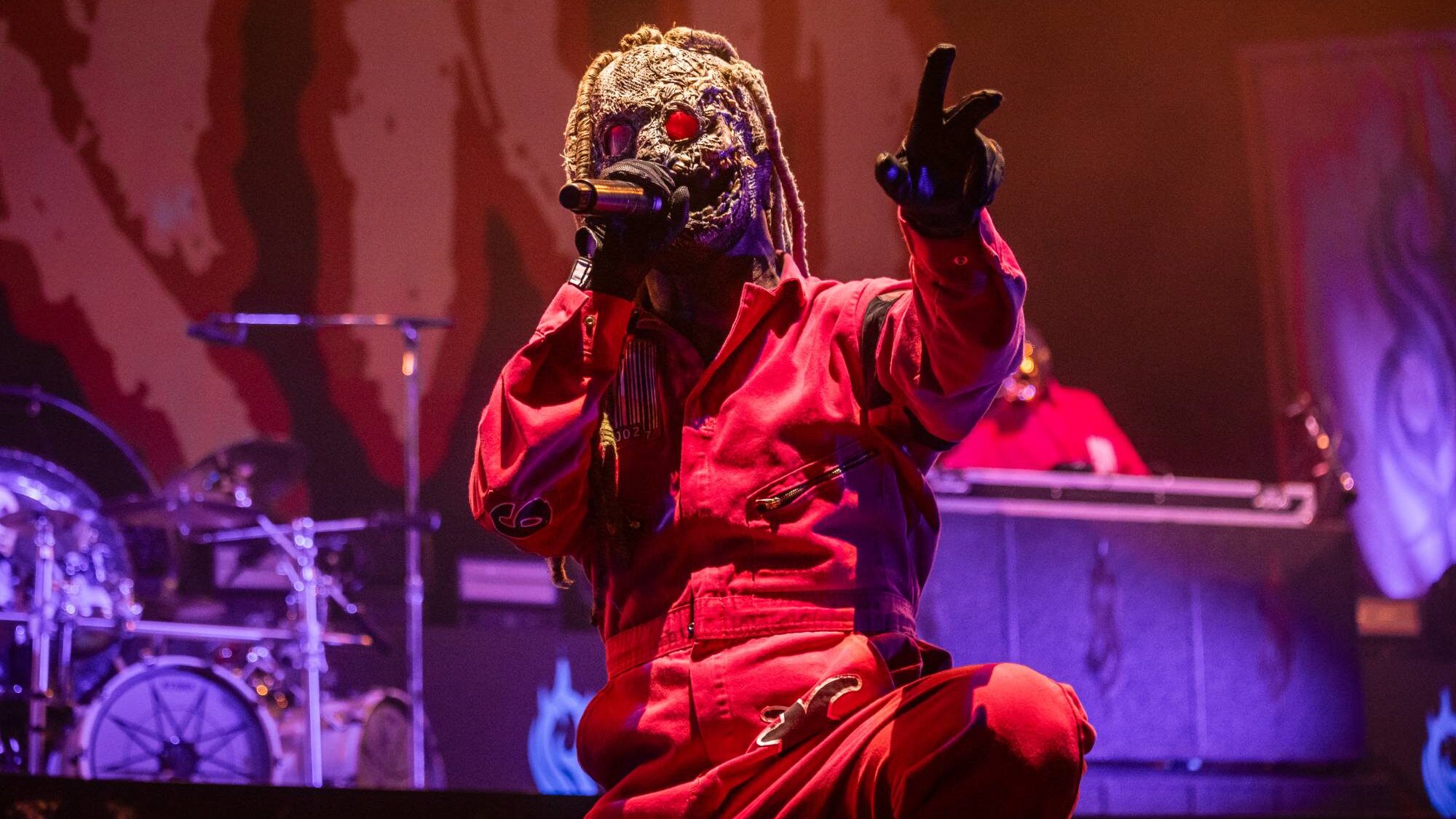 Slipknot. Corey Taylor of  at First Direct Arena on December 14, 2024 in Leeds, England.  (by Andrew Benge/Redferns)